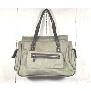Bath Body Works Tote Khaki Green Tweed Herringbone Travel Bag Luggage Weekender